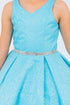 Big Girls Multi Color Glitter Mesh V Neck Short Dress 4-16